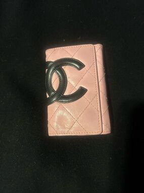 Authentic Chanel Pink and Black Quilted Keyholder